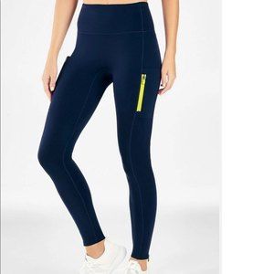 Fabletics Trinity High-Waisted Utility Leggings Abyss Citron Navy XS / XXS **